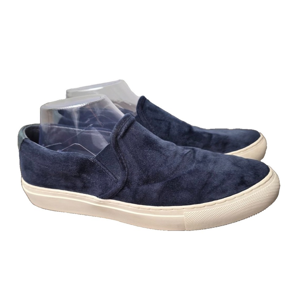 Skechers Sneakers Women's Size 9.5 Navy White Velvet Slip On Memory Foam Shoes